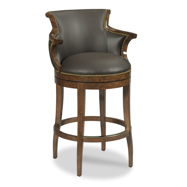 Real leather bar stools online with backs and arms